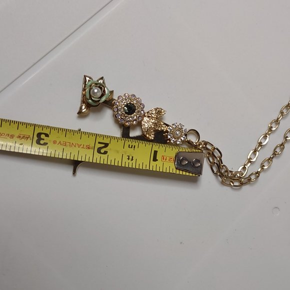 Letter A Decorative Pendant On Long 36 Inch Gold Tone Chain - Picture 9 of 10